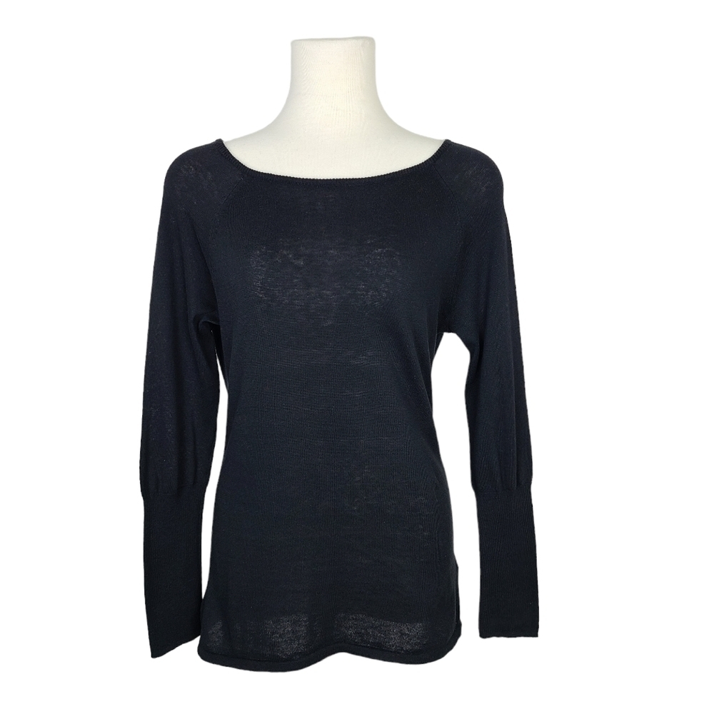 Jacob Black Fine Knit Wide Neck Top Medium
